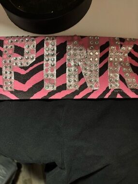 Victoria's Secret PINK Black Leggings with Hot Pink Zebra Waistband